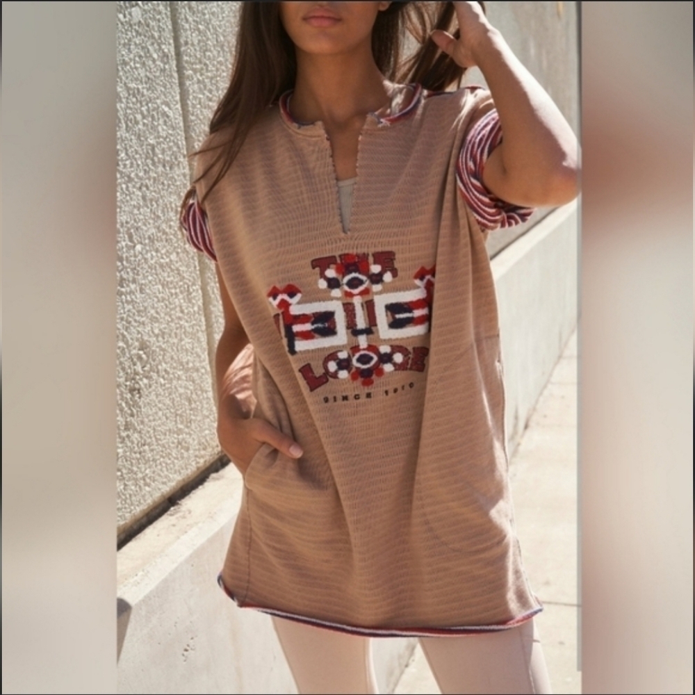 Free People Movement Summit Graphic Tee Womens Large Oversized Longl
